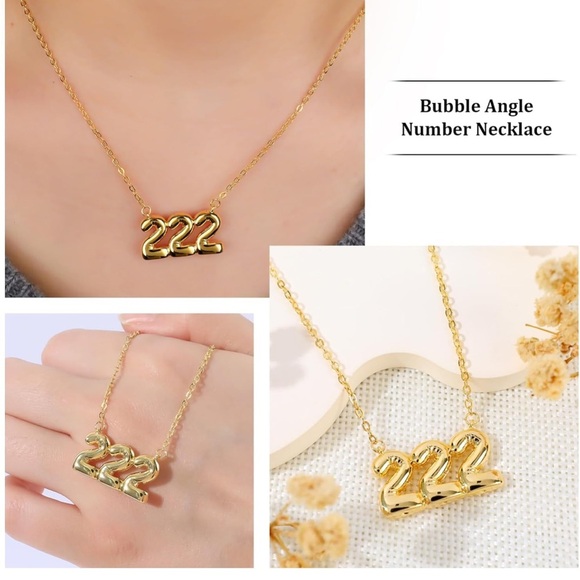 Angel numbers “222” bubble gold necklace - Picture 4 of 4
